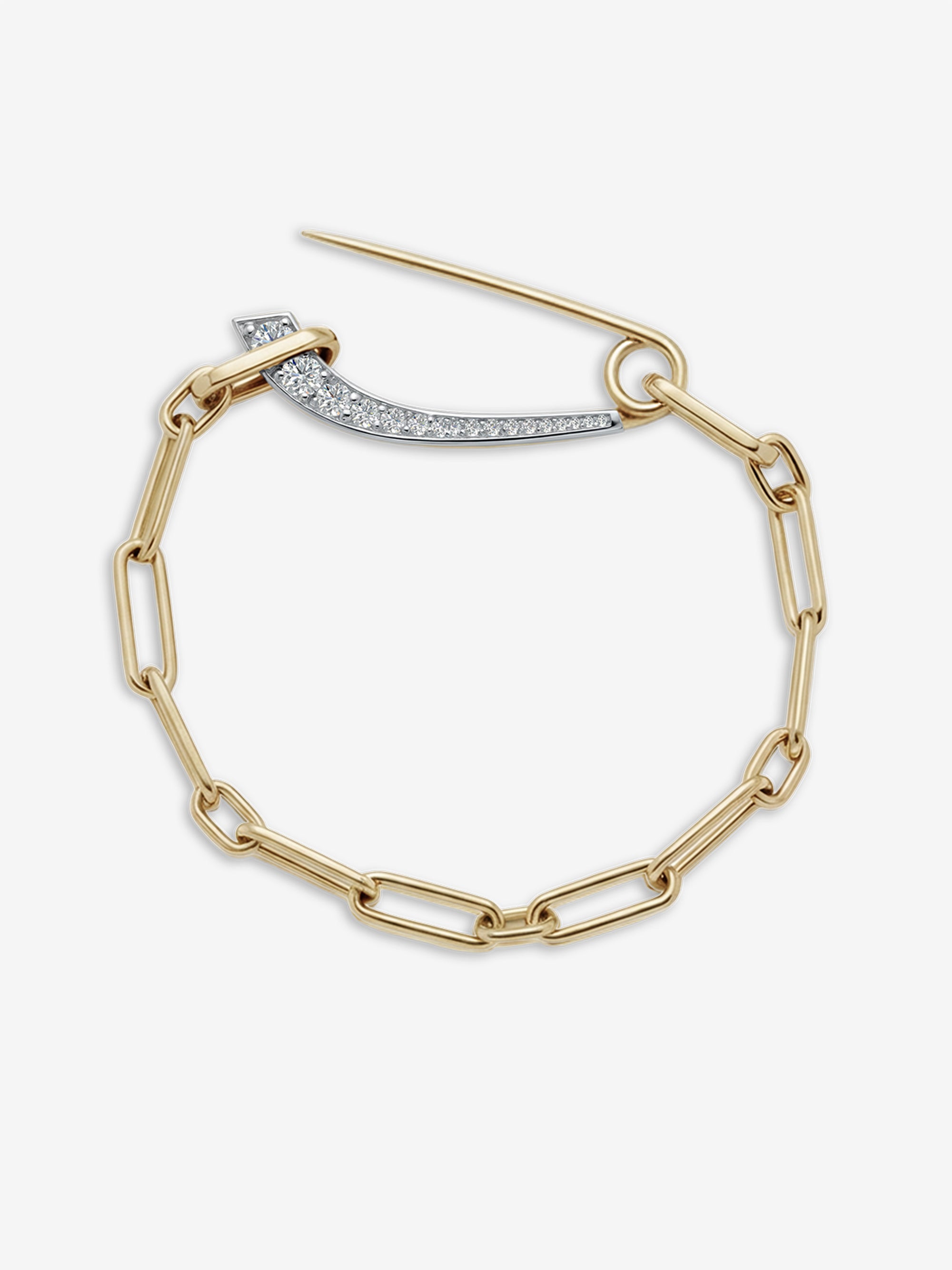 
        Angular Diamond Pin Chain Bracelet 0.75