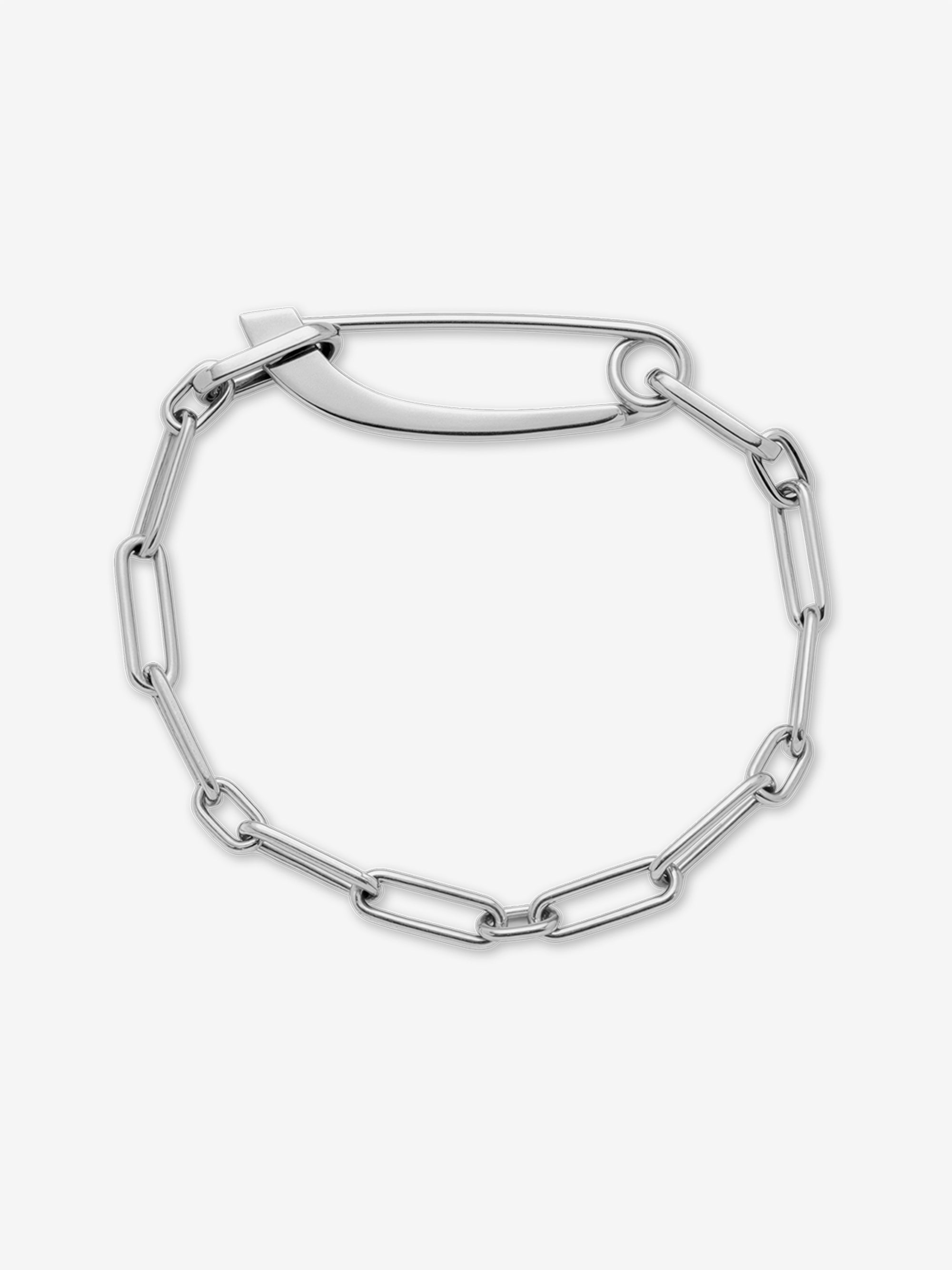 Angular Sterling Silver Pin Chain Bracelet 0.00