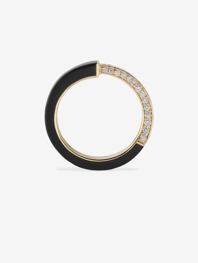 Black Ceramic Angular Triad Diamond Ring 0.45