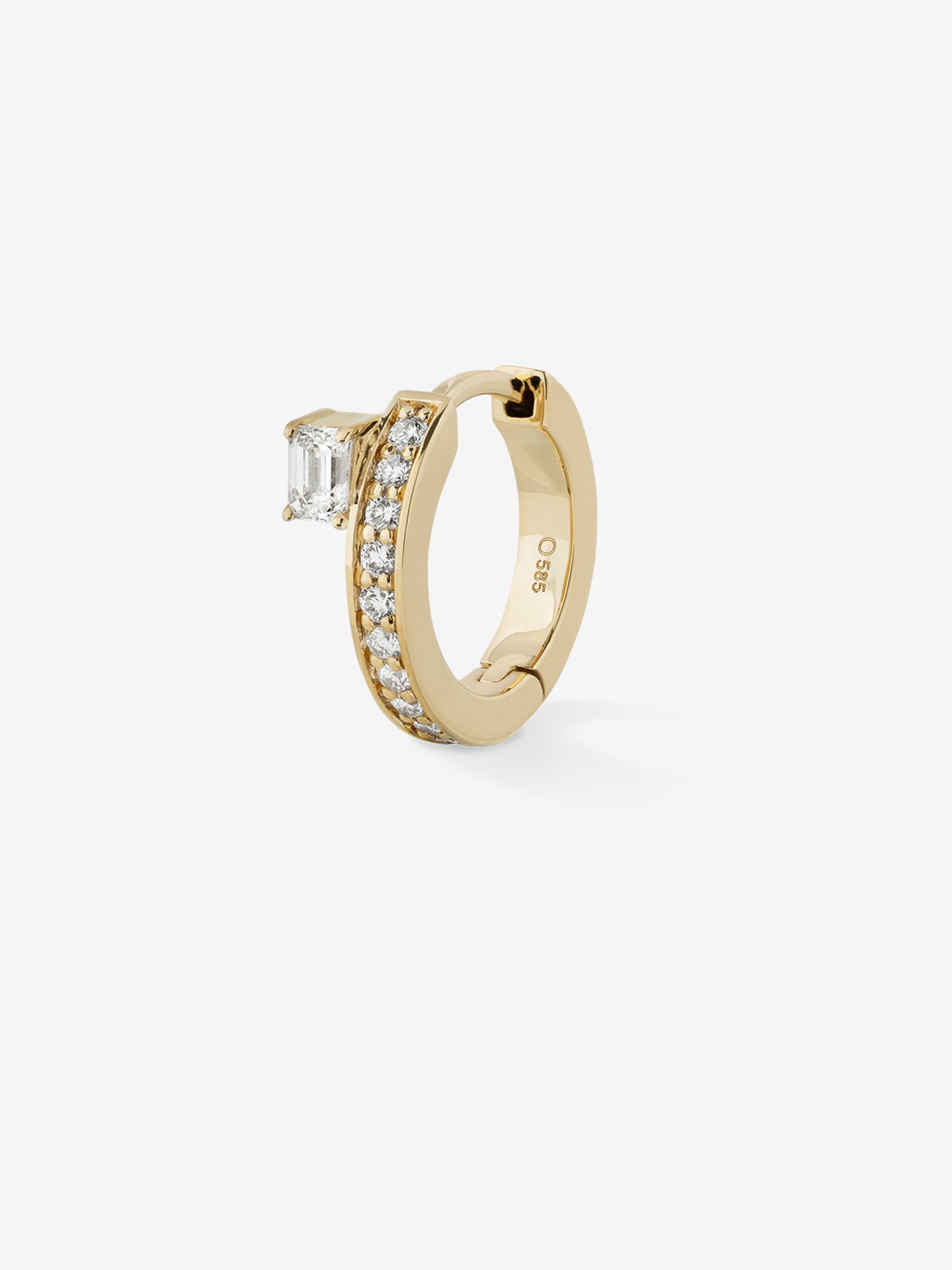 
        Floating Emerald-Cut Diamond Huggie 0.25