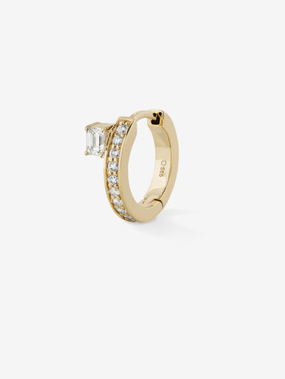 
            Floating Emerald-Cut Diamond Huggie 0.25