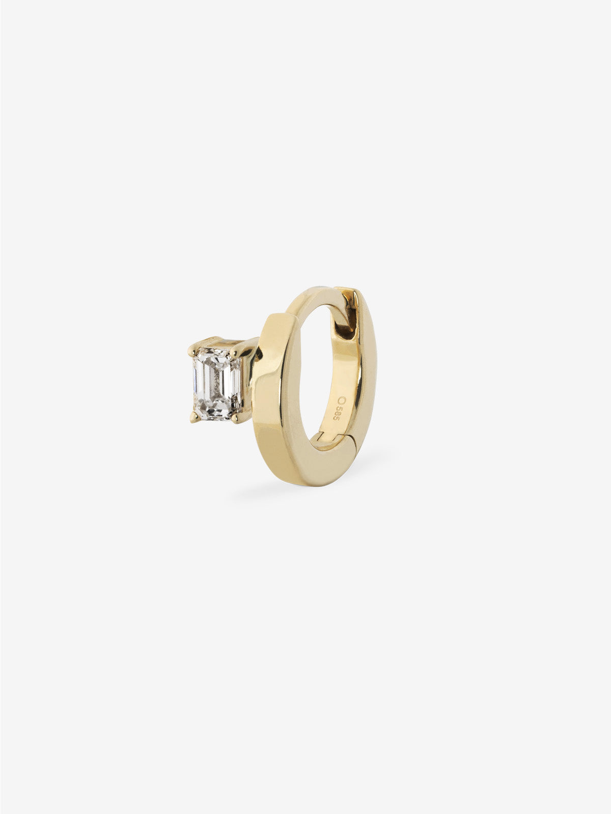 Floating Emerald-Cut Mini Diamond Huggie 0.13
