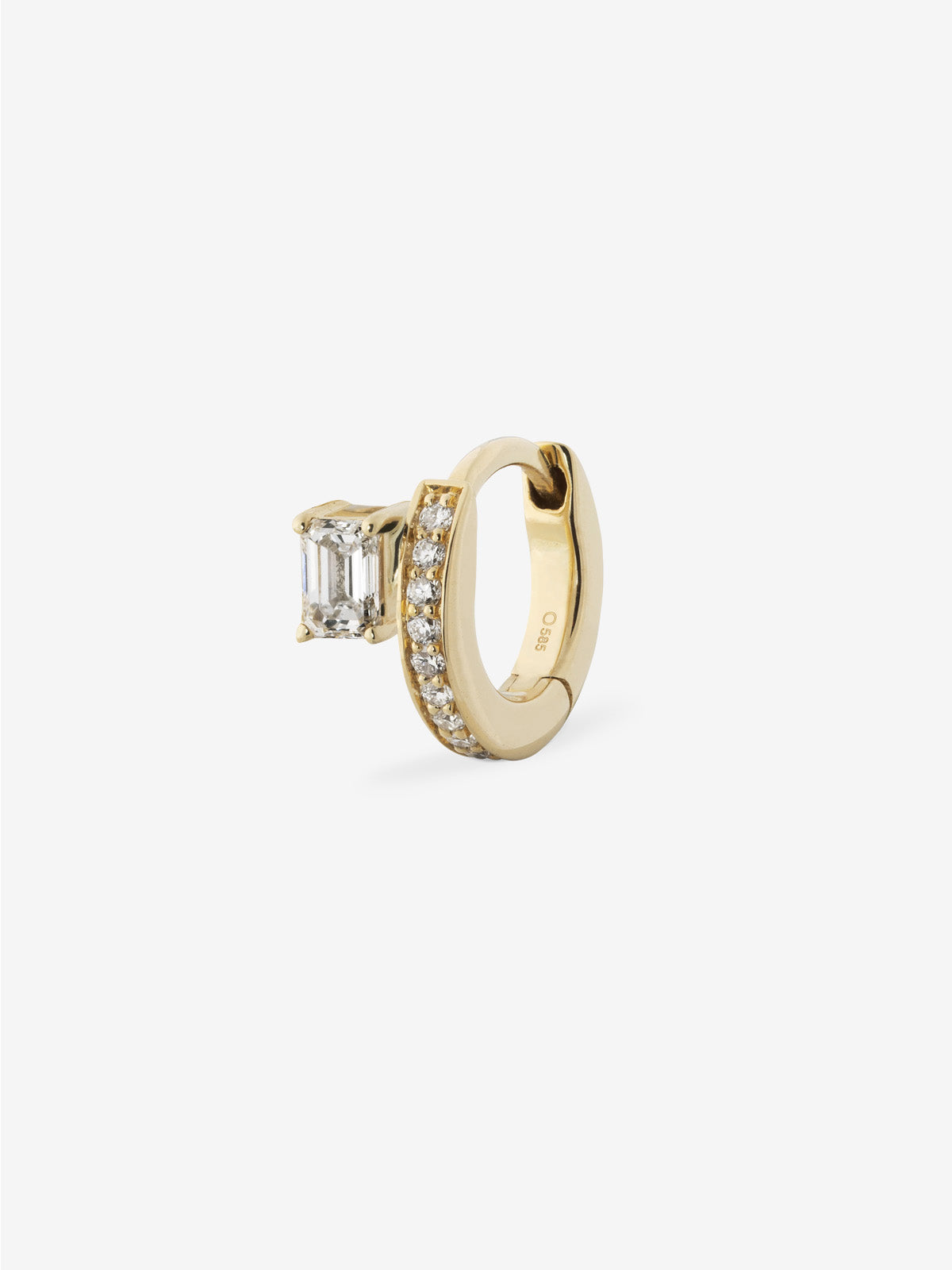 Floating Emerald-Cut Mini Diamond Huggie 0.17