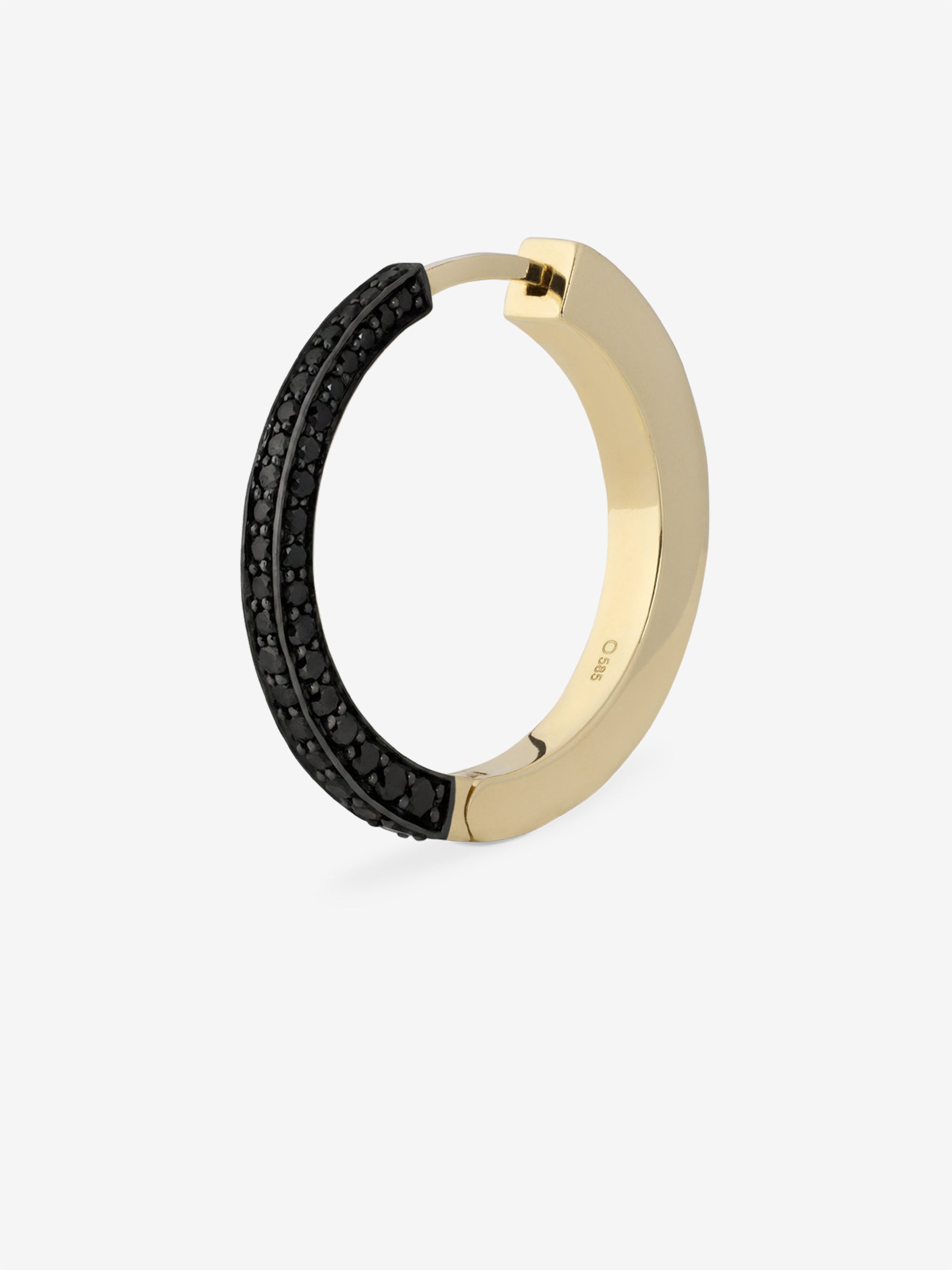 
        Large Triad Black Diamond Hoop Earring 0.50
