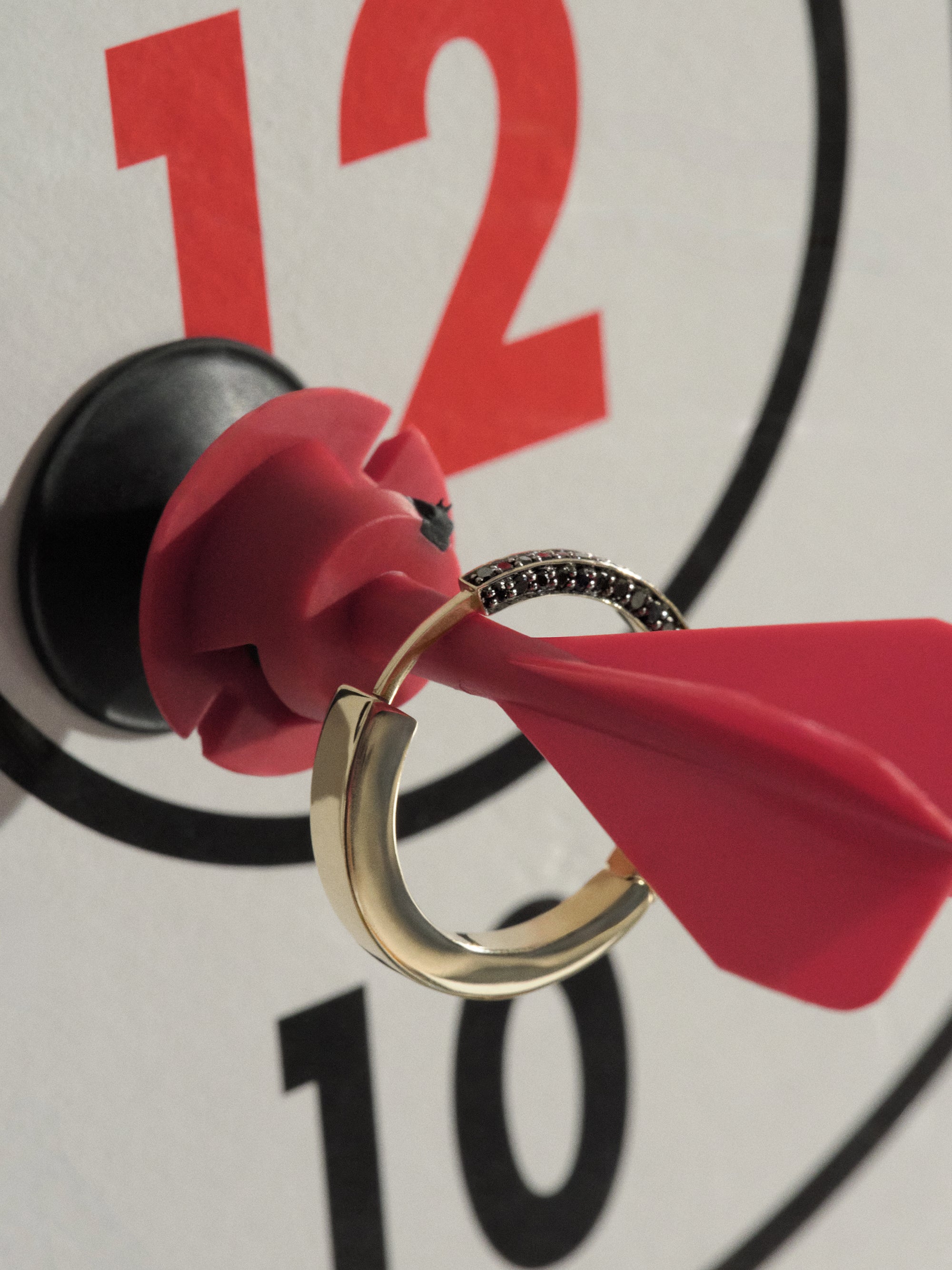 Large Triad Black Diamond Hoop Earring 0.50