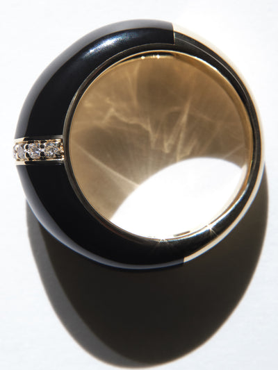 
            Black Enamel Dome Ring 0.11