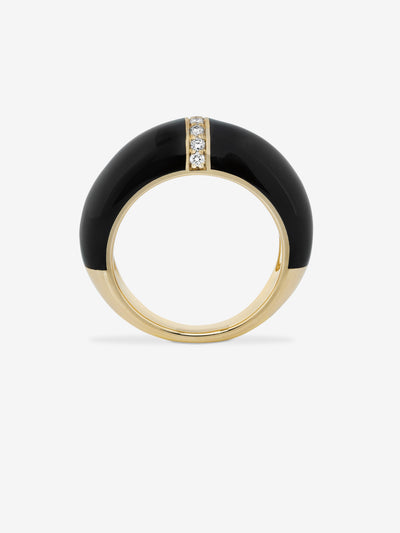 
            Black Enamel Dome Ring 0.11