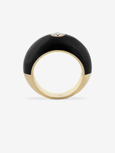 
            Black Enamel Dome Ring 0.35