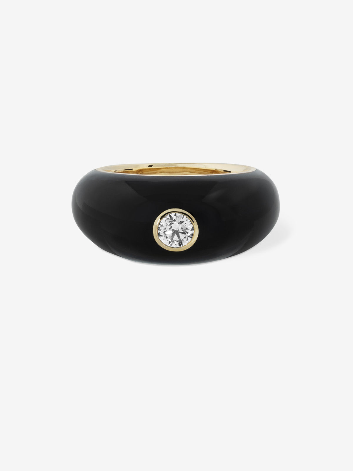 Black Enamel Dome Ring 0.35