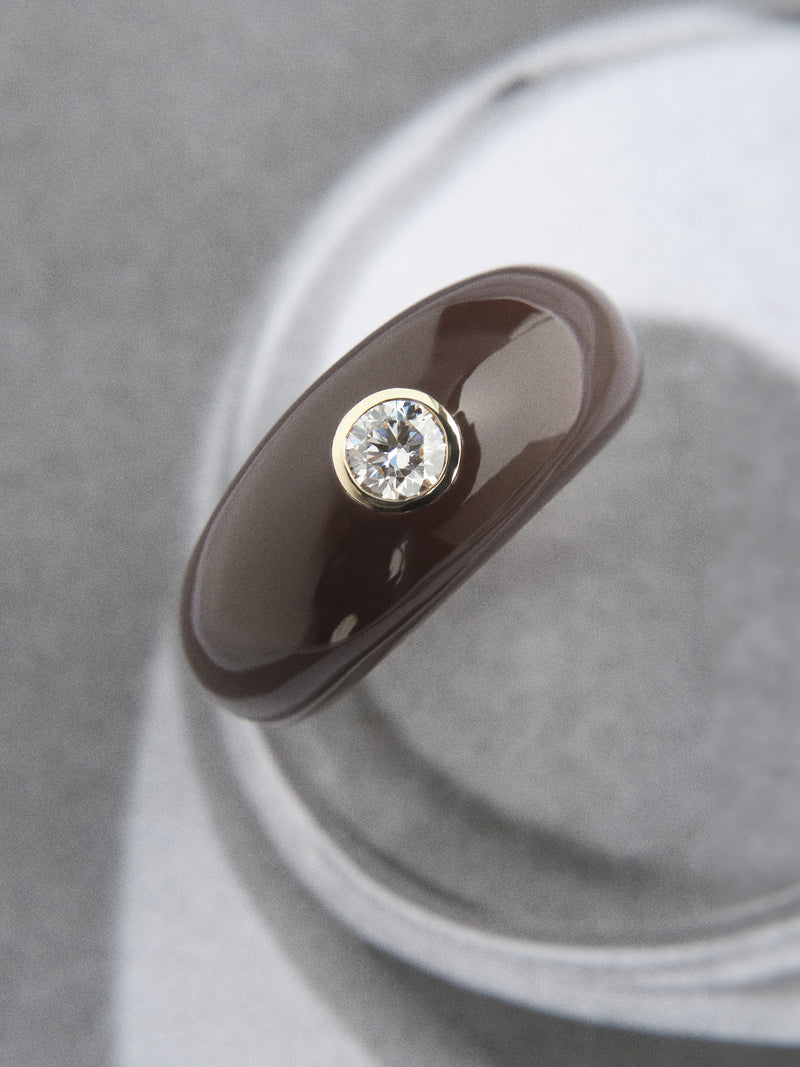 Brown Ceramic Dome Ring 0.35