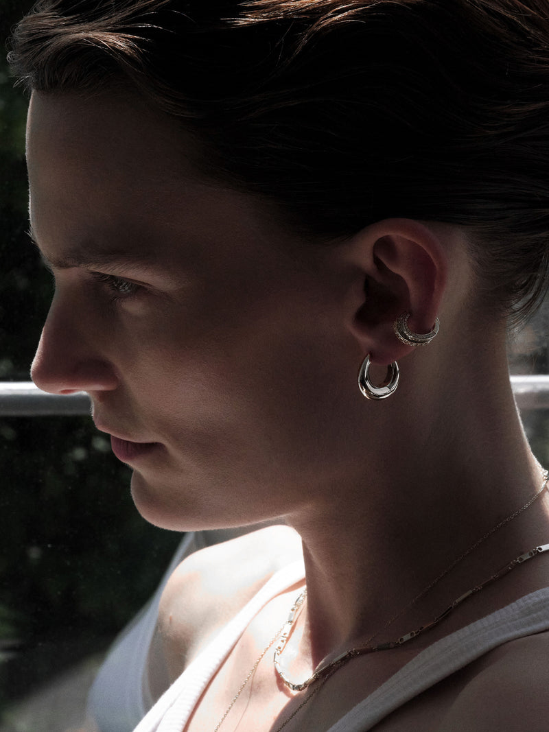 Sterling Silver Dome Hoop Earring 17