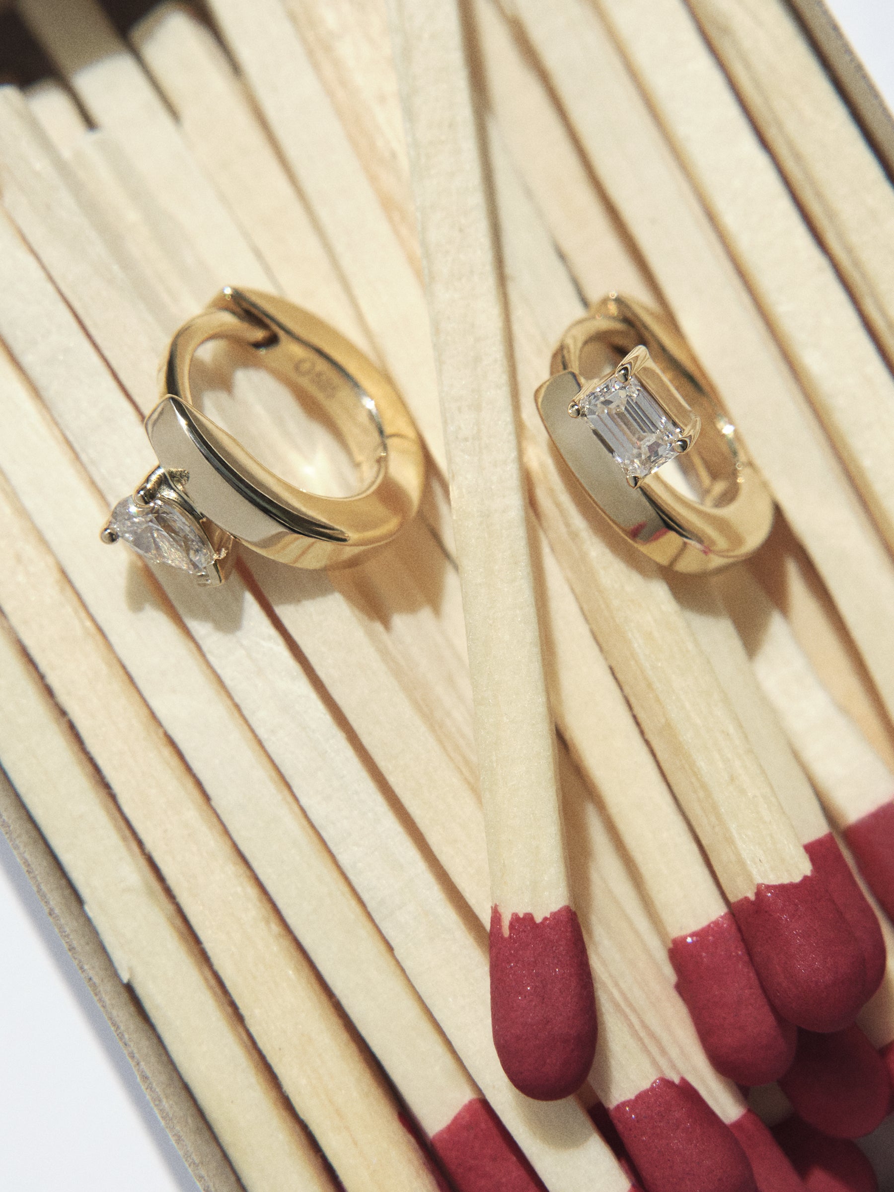 Floating Pear Mini Diamond Huggie 0.07