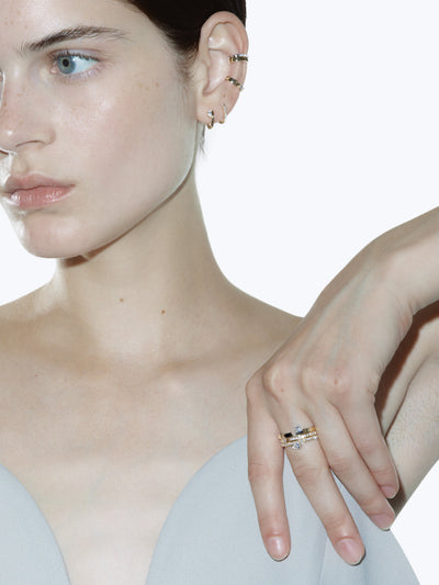 Floating Pear Diamond Split Ring 0.35