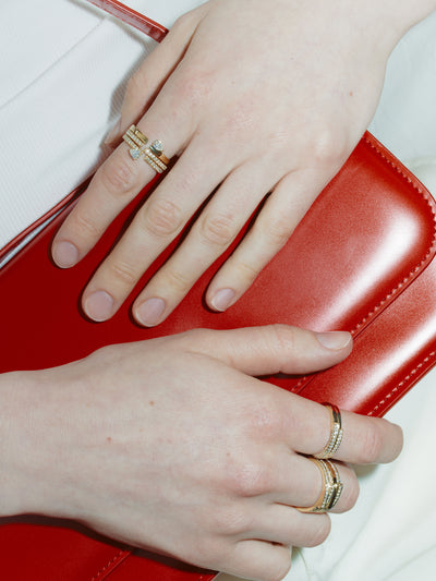 Floating Pear Diamond Split Ring 0.35