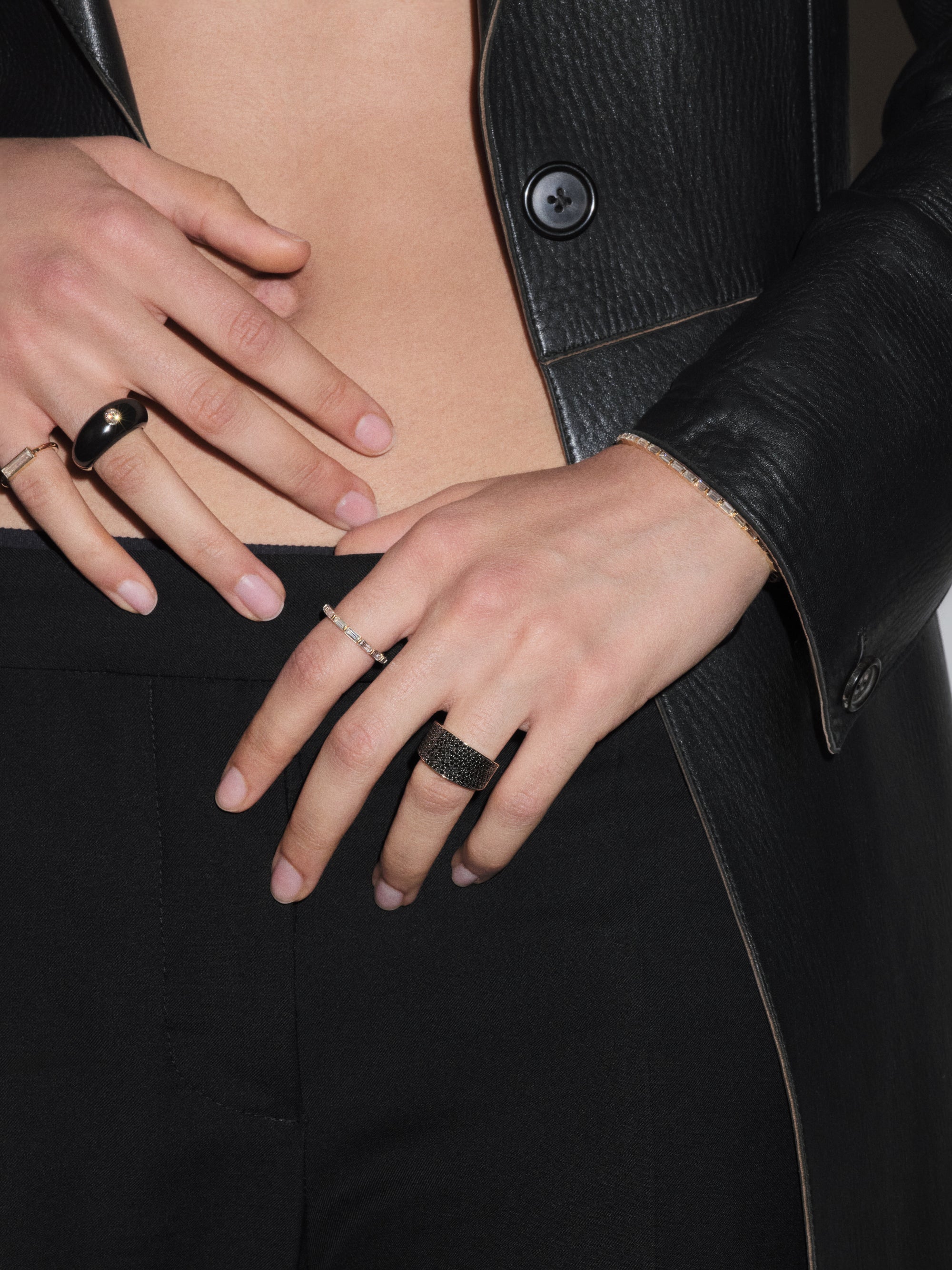 
        Black Ceramic Gold Dome Ring 0.35