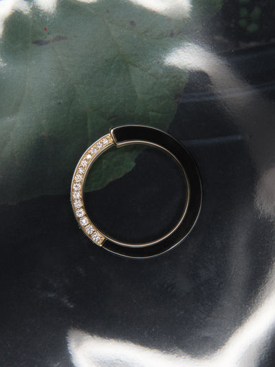 
            Black Ceramic Angular Triad Diamond Ring 0.45