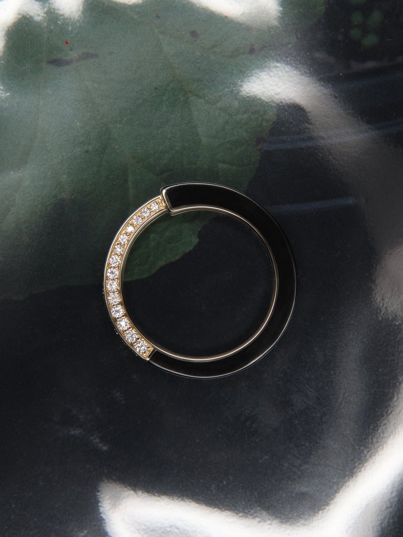 Black Ceramic Angular Triad Diamond Ring 0.45