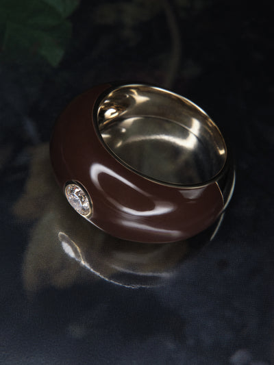 
            Brown Ceramic Dome Ring 0.35