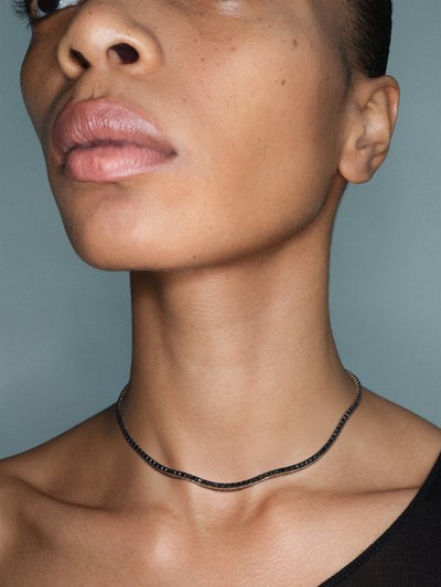 
            Black Diamond Tennis Necklace 7.25