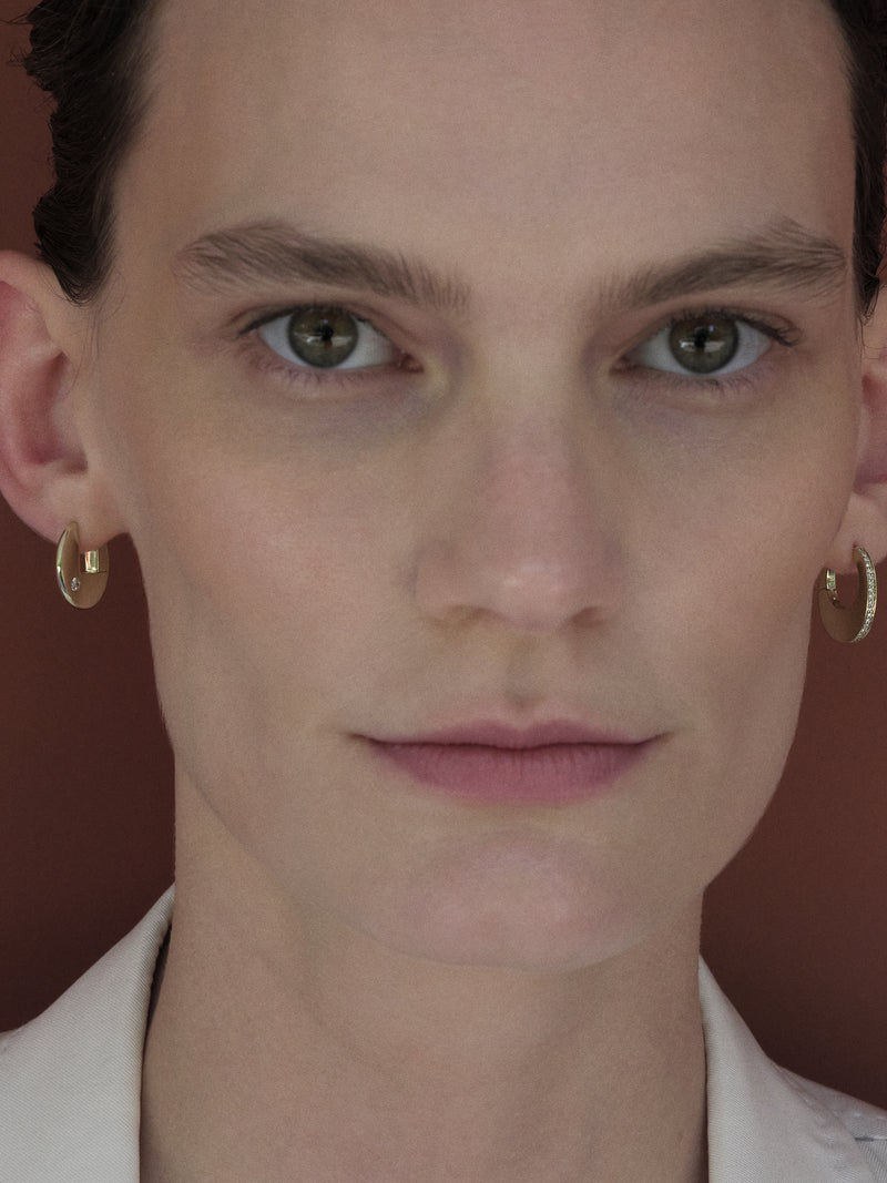 Gold Disc Diamond Earring 0.06