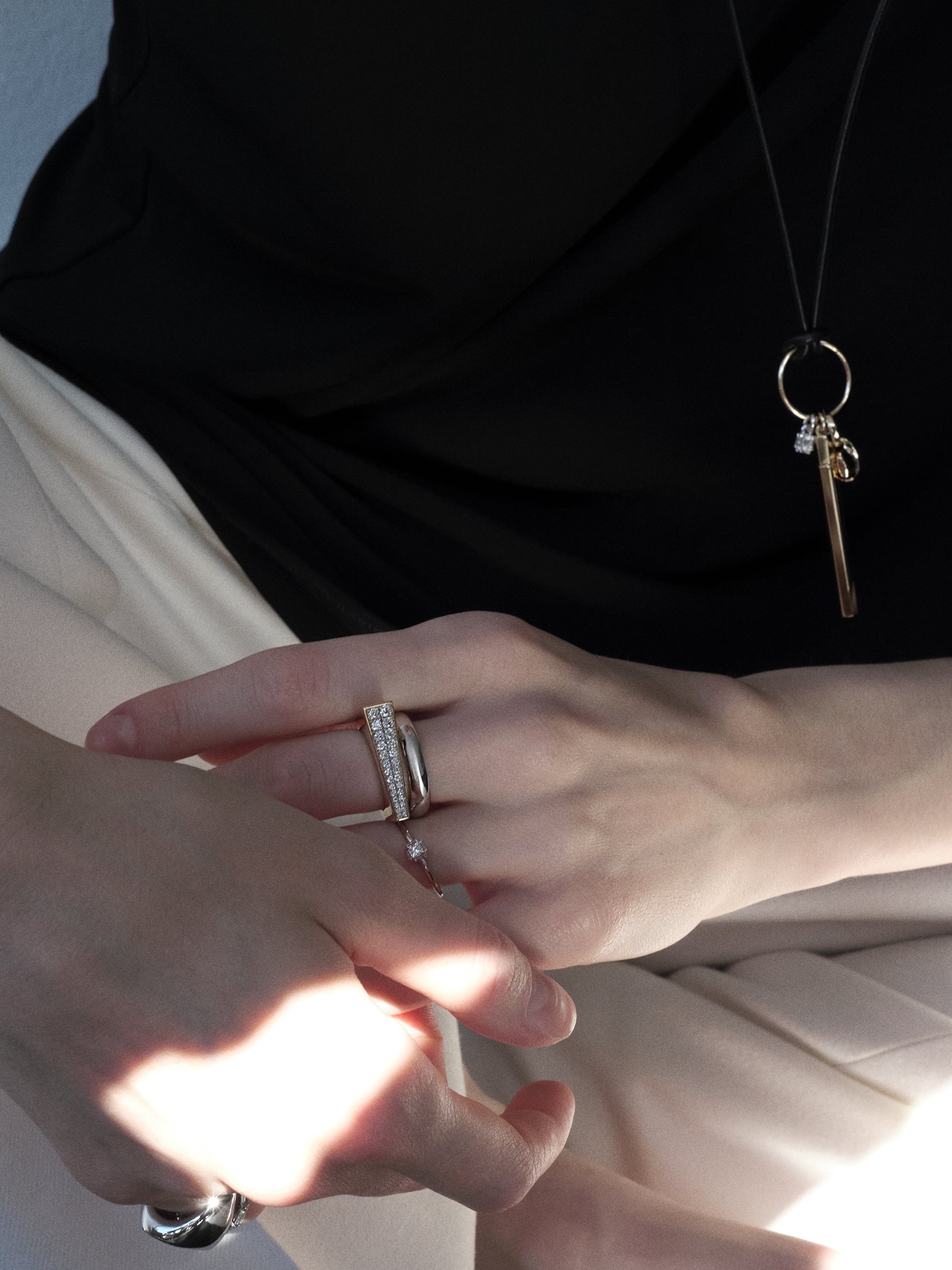 Angular Sculpted Diamond Ring 0.52