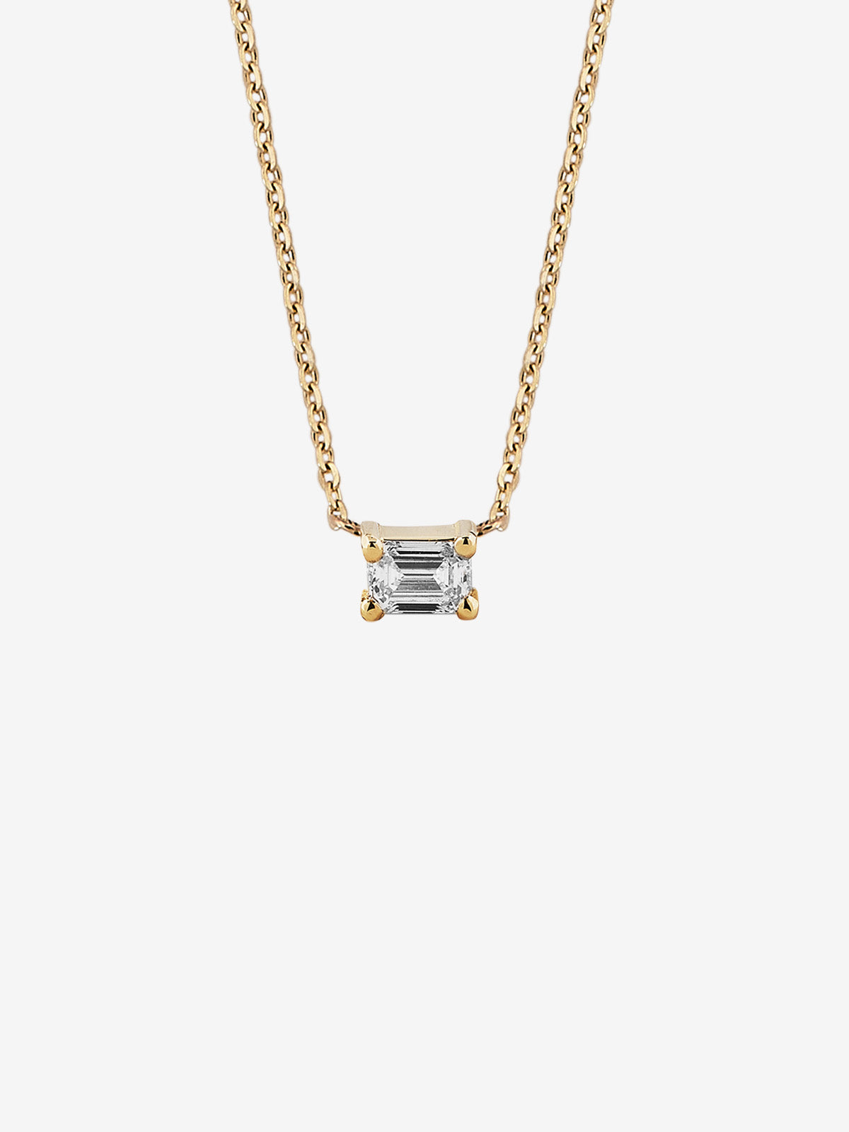 Emerald-Cut Diamond Necklace 0.10